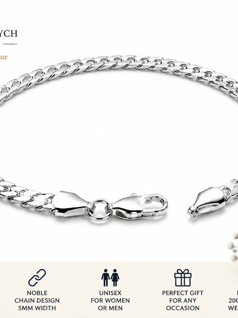 BR-03--925 Sterling Silver Noble Chain Bracelet 20cm